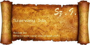 Szarvasy Ida névjegykártya